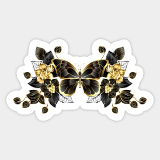 Jewelry Butterfly with Black Orchids Sticker